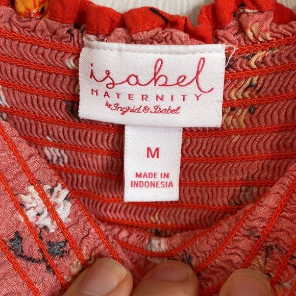 Isabel Maternity Red Floral Maxi Ruffle Dress Size Medium - Picture 7 of 9
